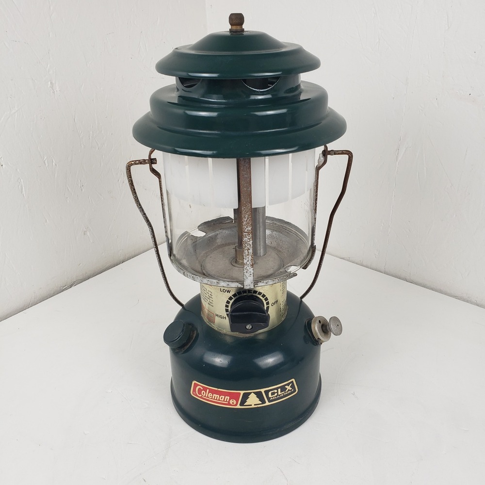 Vintage Coleman CLX Adjustable Powerhouse Lantern Model 290 Green 5/85 Pyrex